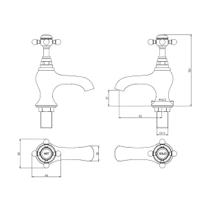 Georgina Traditional Chrome Deck-mounted Basin Pillar Tap