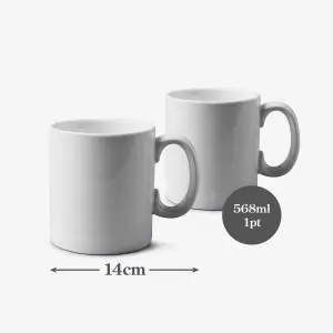 WM Bartleet & Sons Porcelain Original Large 1 Pint Mug, Set of 2 White