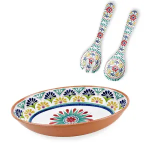 Purely Home Rio Medallion Oval Serving Bowl & Salad Servers