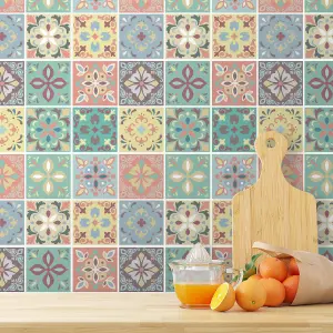 24 Pieces 15x15cm Marbella Colourful Spanish Tile Stickers