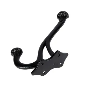 Hammer & Tongs - Leaf Backed Hat & Coat Hook - W35mm x H150mm - Black