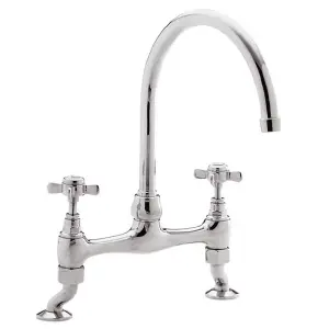 Astini Victoria Chrome Twin Crosshead Kitchen Sink Bridge Mixer Tap