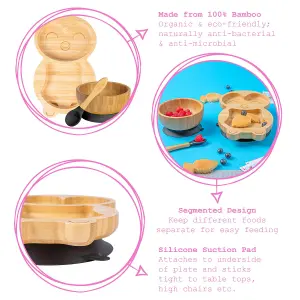 Tiny Dining - Penguin Bamboo Suction Baby Feeding Set - Black - 4pc