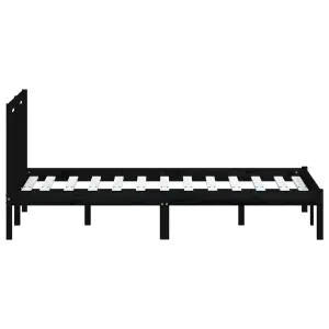 Berkfield Bed Frame Black Solid Wood Pine 140x200 cm