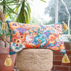 Wylder Traloa Floral Tasselled Feather Filled Cushion