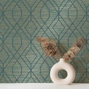 Crown Fusion Trellis Teal Wallpaper M1773