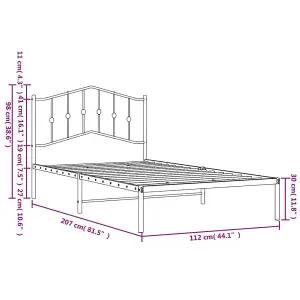 Berkfield Metal Bed Frame without Mattress with Headboard Black 107x203cm