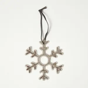 Homescapes Set of 3 Silver Christmas Ornaments Star Tree Snowflake