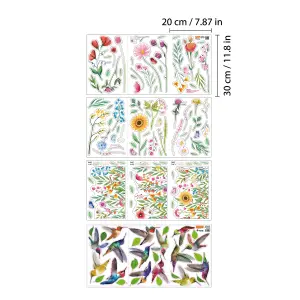 Walplus Small Hummingbirds with Watercolour Wildflower Meadow Window Clings Rooms Décor