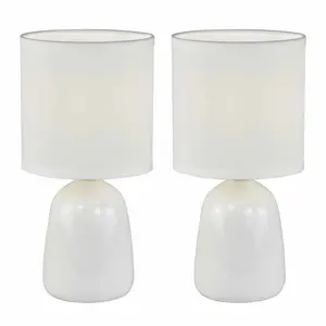 Mellisha 25.5Cm Table Lamp Set (Set of 2) White Glaze / White