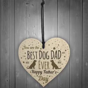 Red Ocean Funny Father's Day Gift Card Wooden Heart Best Dog Dad Gifts Humour Dog Gifts Keepsake