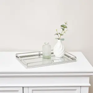 Melody Maison Silver Rectangle Mirrored Display Tray