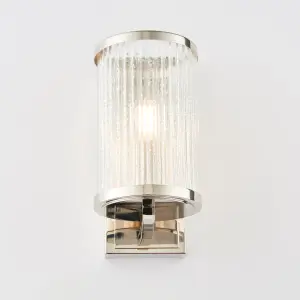 Anson Lighting Tampa Wall light finished in Bright nickel plate and ribbed bubble glass