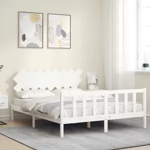 Berkfield Bed Frame with Headboard White 160x200 cm Solid Wood