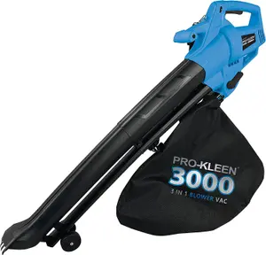 Pro-Kleen Garden Leaf Blower And Vacuum - 3000W - Shreds & Mulches 10-1 Ratio With Rake, 6 Speeds, 10m Power Cable, 2 x 35L Bags