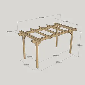 Double Garden Pergola - Wood - L180 x W240 x H270 cm - Rustic Brown