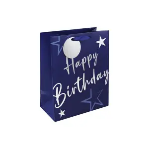 Eurowrap Stars Happy Birthday Gift Bag (Pack of 6) Blue (M)