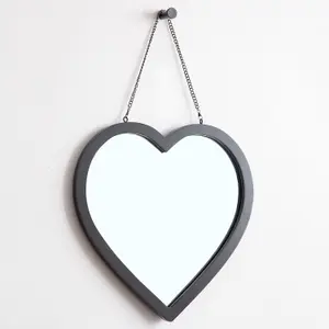 Hanging Heart Mirror/Decorative Vanity Mirror (Black, 44.5 x 44.5 cm)