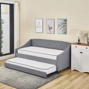 Fabric daybed underbed trundle living room bedroom sofa bed with 2 mattresses