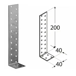 Pack of 10 Heavy Duty Galvanised 2mm Thick Long Angle Brackets 200x40x40mm