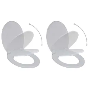 Toilet Seats with Soft Close Lids 2 pcs Plastic White