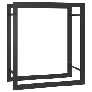 Berkfield Firewood Rack Matt Black 50x28x56 cm Steel