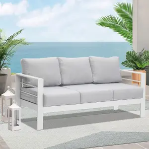 Wisteria Lane 3 Seat Sofa Patio Furniture Aluminum - White