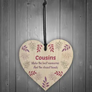 Red Ocean COUSIN PLAQUE Gift For Cousin Birthday Christmas Wood Heart Best Friend Gift For Him Her Family Plaque Keepsake