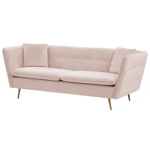 3 Seater Velvet Sofa Pink FREDERICA