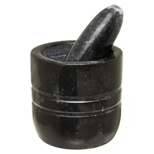 Maison by Premier Salerno Black Marble Textured Mortar And Pestle