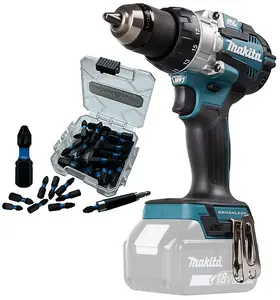 Makita DHP489Z 18v LXT Brushless Combi Hammer Drill Metal Chuck 25pc Torsion Set