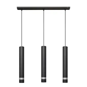 Luminosa Tuba Straight Bar Pendant Ceiling Light Black, Chrome 60cm