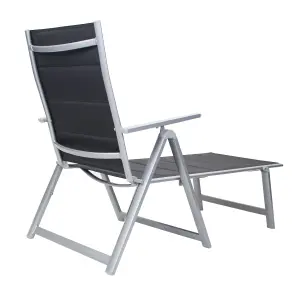 GardenCo Deluxe Padded Folding Sunlounger, Textoline Outdoor Reclining Weather Resistant Garden Furniture Sun Lounger Bed