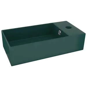 Berkfield Bathroom Sink with Overflow Ceramic Dark Green