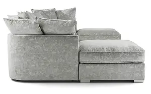 Luxe U-Shaped Sofa Scatter Back Removable Footstool Grey