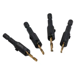 4pc Titanium Coated Countersink HSS G Drill Bit Set Drill Pilot 2.38mm - 3.55mm