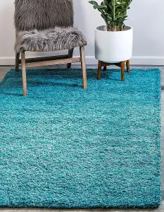 Teal Thick Shaggy Rug - California - 60x230cm (2'x7'8")