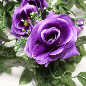 Best Artificial 7ft Purple Silk Rose Garland decoration - perfect from home, office or events