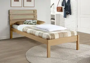 Santana 3ft Single Bed Frame in Light Oak and Rattan Effect