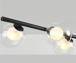 Chandelier Nordic Modern Simple Bubble Ball Long Strip Chandeliers Minimalist Creative Hanging Lights 8 Heads Black