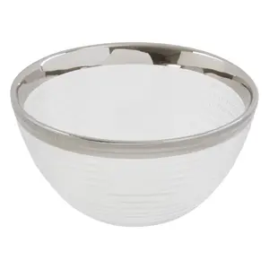 Maison by Premier Ida 15cm Embossed Glass Bowl With Silver Rim