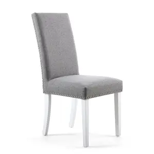 Richard Upholstered Dining Chair (Set of 2) Silver Grey Linen Effect / White