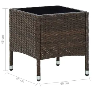 Berkfield Garden Table Brown 40x40x45 cm Poly Rattan