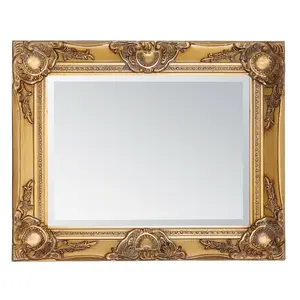 Villanova Solid Wood Flat Wall Mirror Antique Gold / 100cm H x 50cm W