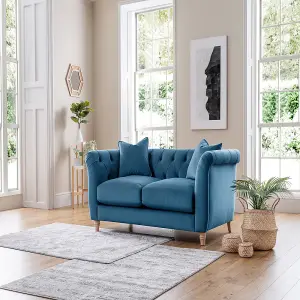 Sofas Express Carlton Sky Blue Velvet  2 Seater Sofa