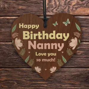 Red Ocean Birthday Gifts For Nanny Wooden Hanging Heart Nanny Gifts From Granddaughter Grandson Keepsake