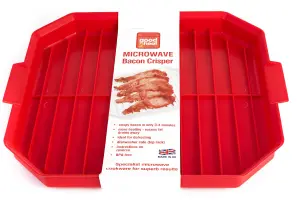 Good2Heat Microwave Cookware Red Rectangular Plastic Dishwasher Safe Bacon Crisper Cooking Gadget