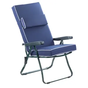 Alfresia Recliner Garden Chair, Charcoal Frame, Navy Blue Luxury Cushion