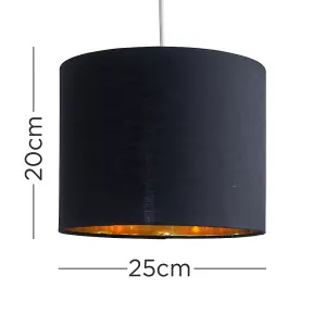 ValueLights Reni Small Modern Black Ceiling Pendant Table Lamp Light Shade