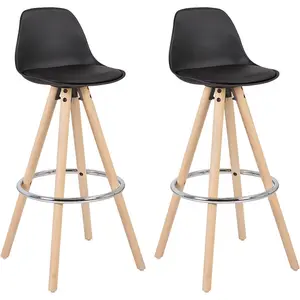 Ayala Upholstered Counter Stool with Solid Wood Frame (Set of 2) Black